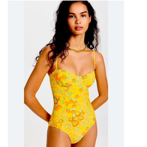 Tory Burch Other - Tory Burch Yellow Blossom One Piece Swimsuit